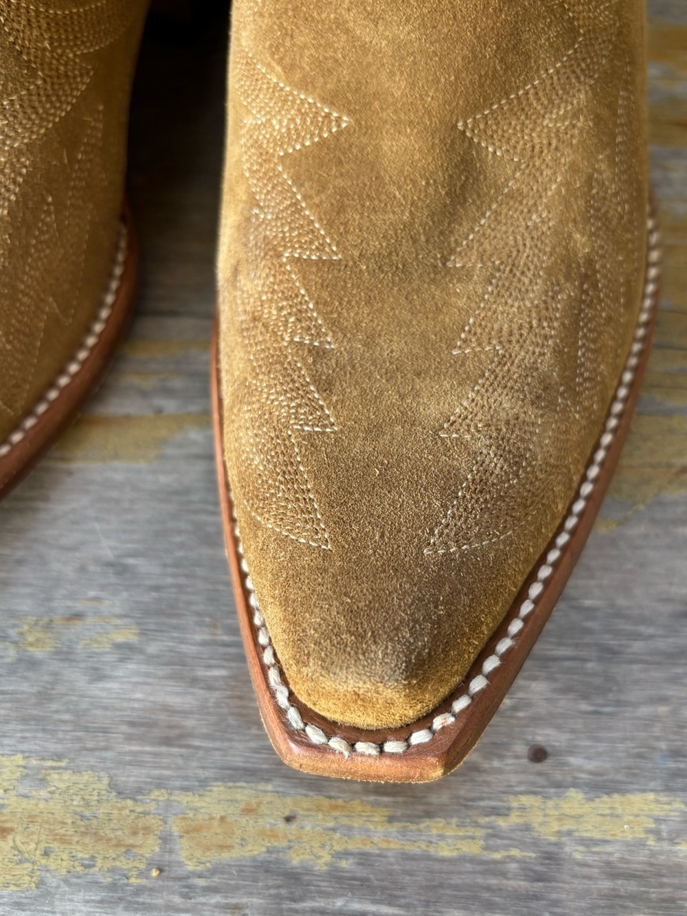 JRC & Sons Bootmakers Nancy Sand Suede Snip Toe Tall Western Boots Size 7B - Picture 8 of 16